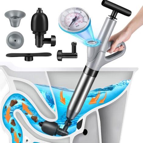 Déboucheur canalisation Pro - 3 Adaptateurs Inclus - Déboucheur à pompe - Evier - Toilette - Baignoire ,OUYLAF