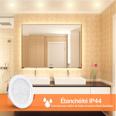 Lot de 6 Spot LED Encastrable, 6W 500Lumen Equivalent 50W Incandescence, 3000K Blanc Spot Led Extra Plat Pour Salle de Bain Cuisine Salon Couloir, OUYLAF