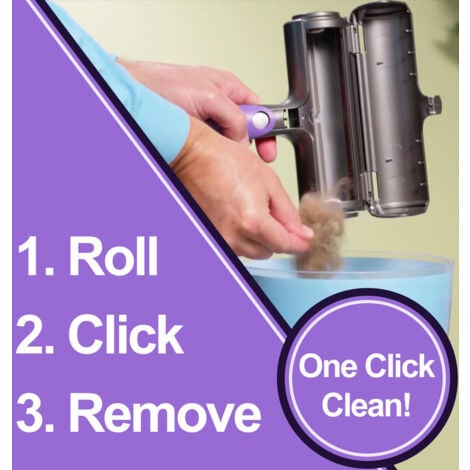 Fur Daddy Sweeper Brush, Brosse anti poils animaux, Ramasse poils chat / chien - Violet et Gris, Pour Canapé/Vêtements/Voiture