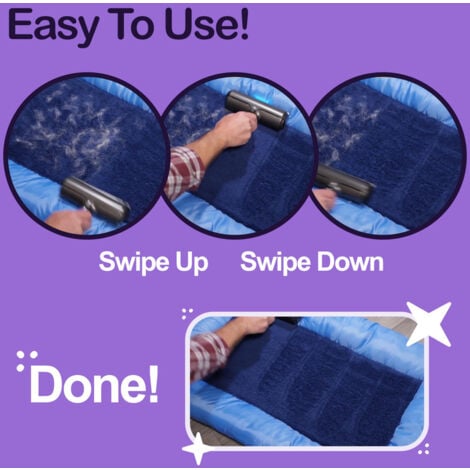 Fur Daddy Sweeper Brush, Brosse anti poils animaux, Ramasse poils chat / chien - Violet et Gris, Pour Canapé/Vêtements/Voiture