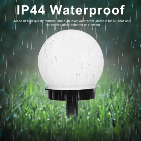 Lot de 6 balises LED solaires, LED RVB, lampes solaires d'extérieur en forme de globe lumineux sur piquet pour jardin, allée, blanc froid，OUYLAF