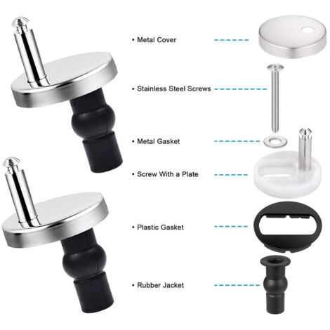 Kit Fixation Abattant WC Universel, Charnières Et Fixation Complètes, Blanc