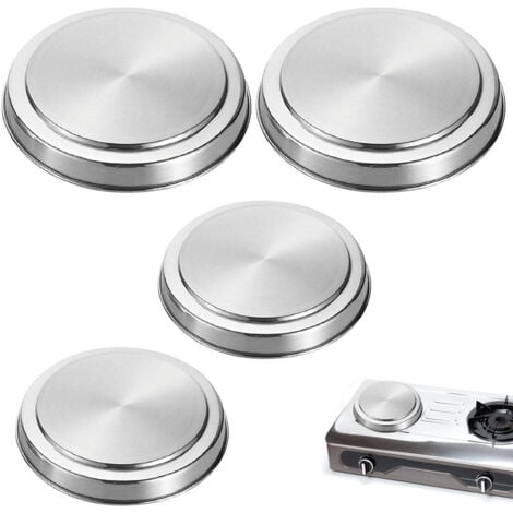 Protection Cuisinière électrique, couvre plaque en acier, Lot de 4, Acier inox, ø16 et 20 cm, mat , OUYLAF