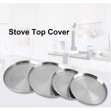 Protection Cuisinière électrique, couvre plaque en acier, Lot de 4, Acier inox, ø16 et 20 cm, mat , OUYLAF
