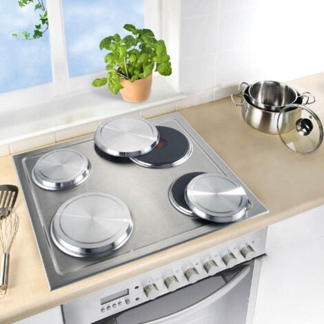 Protection Cuisinière électrique, couvre plaque en acier, Lot de 4, Acier inox, ø16 et 20 cm, mat , OUYLAF