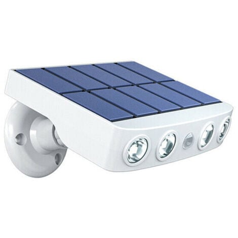 Lampe solaire extérieur étanche orientable avec détecteur de mouvement - Panneau a recharge rapide Haute Qualité - 4 Leds COB Blanc froid 500 Lumens - Allumage automatique IP65 Neige Pluie Chaleur