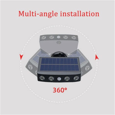 Lampe solaire extérieur étanche orientable avec détecteur de mouvement - Panneau a recharge rapide Haute Qualité - 4 Leds COB Blanc froid 500 Lumens - Allumage automatique IP65 Neige Pluie Chaleur
