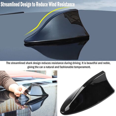 Antenne de Voiture Universelle en Forme d’aileron de Requin - Antenne Radio FM/AM avec Base adhésive étanche pour Auto SUV Camion Van (Noir)，OUYLAF