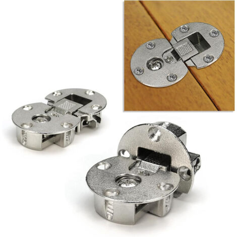Ouylaf – Lot de 2 charnières plates en alliage haute résistance – Angle d’ouverture 180° – Installation sans rainure – Pour meubles de cuisine et armoires