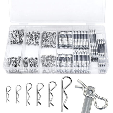 150 Pièces Goupilles Fendues R Clips, Goupilles de Retenue R Forme Goupilles à Ressort, Goupilles De Fixation Attache Outils À Main Accessoires, 6 Taille de 31 à 75 mm-OUYLAF