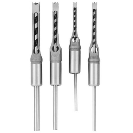 Ouylaf – Set de 4 bédanes creux pour trou carré – Forets à bois en acier – Compatibles perceuses à trous carrés – Evacuation efficace des copeaux (1/5)