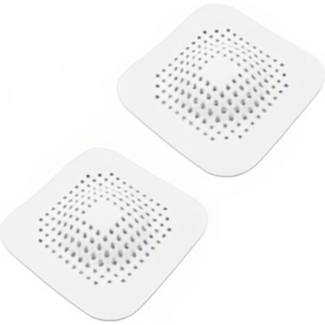 Filtre à cheveux pour baignoire et évier en silicone – 2 pièces avec ventouse – Pour salle de bain et cuisine – Blanc – OUYLAF (1/5)
