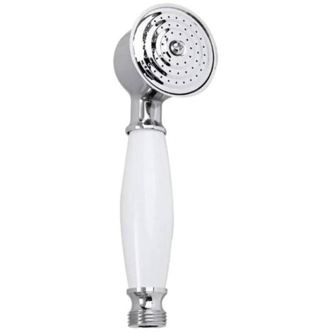 Pommeau de douche anti-calcaire en argent avec poignée en céramique blanche - Ensemble complet pour salle de bain - OUYLAF