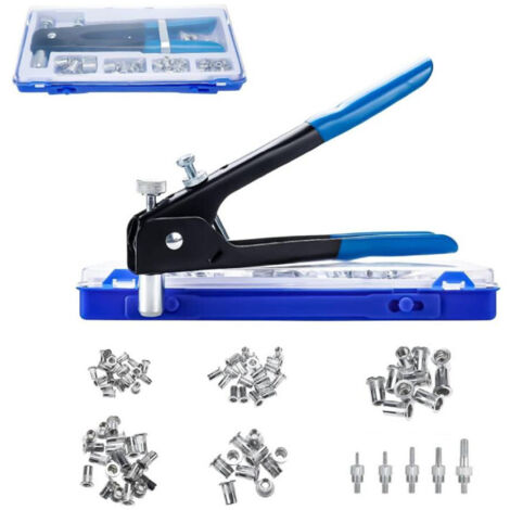 TECPO Lot Pro 110 Pinces à Riveter M3-M12 + Écrous – Coffret Bleu