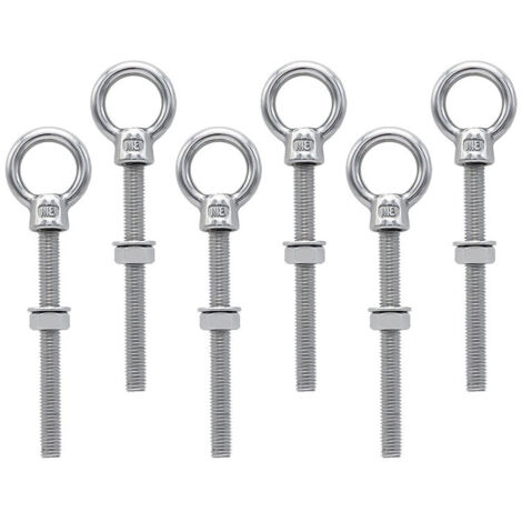 Lot de 6 Boulons à Oeil M8 x 80 mm - Vis à Anneau en Acier Inoxydable avec Filetage Métrique , Pour Fixation et Suspension ,OUYLAF (1/5)