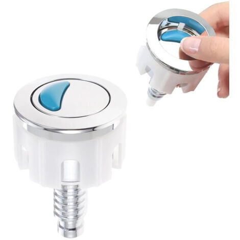 Double bouton poussoir rond en ABS chromé pour chasse d'eau - Accessoire de remplacement pour toilette, salle de bain ou salle de douche - OUYLAF