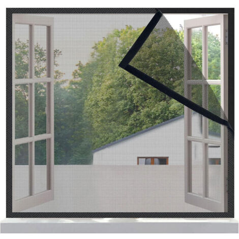 Moustiquaire 120x150 cm, maille ultra fine, anti-moustiques, sans perçage, velcro, facile à installer, noir,OUYLAF