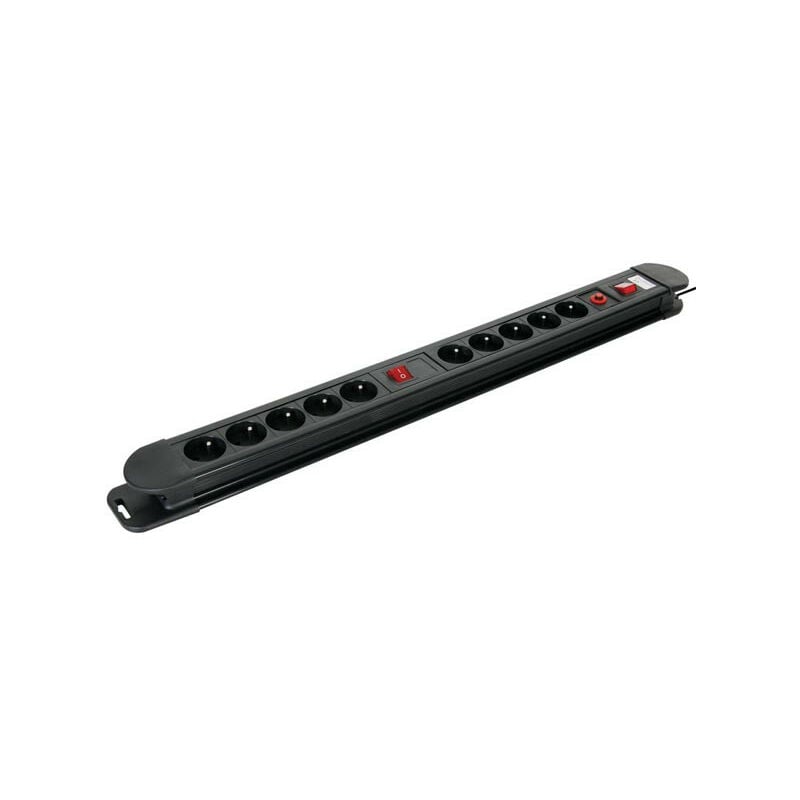 Bloc multiprises avec double interrupteurs - 10 prises (2x 5 PC)- Avec protection contre les surcharges