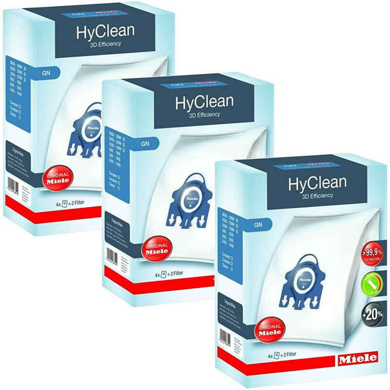 Sac GN Miele HyClean 3D - Boite de 8 sacs + 4 filtres + 1 brosse
