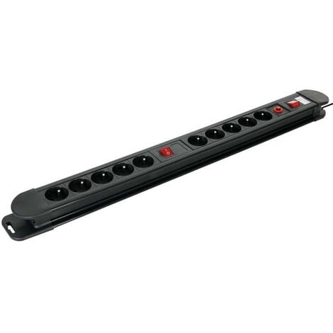 Bloc multiprises avec double interrupteurs - 10 prises (2x 5 PC)- Avec protection contre les surcharges