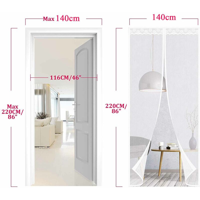 Moustiquaire Porte Magnétique 160 X 190 Cm, Rideau De