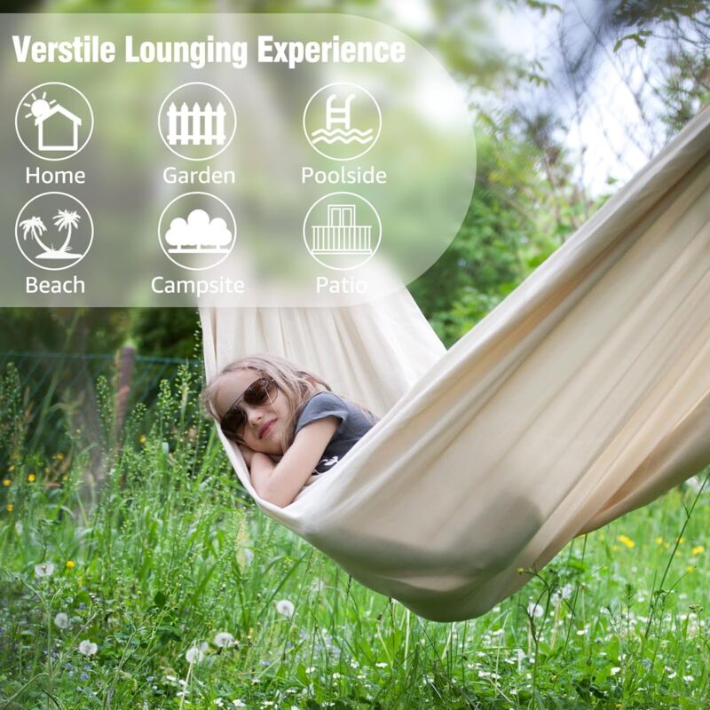 Hamac Brésilien En Coton Avec Sangles - Portable, Sac De Transport - Pour Jardin, Camping, Intérieur