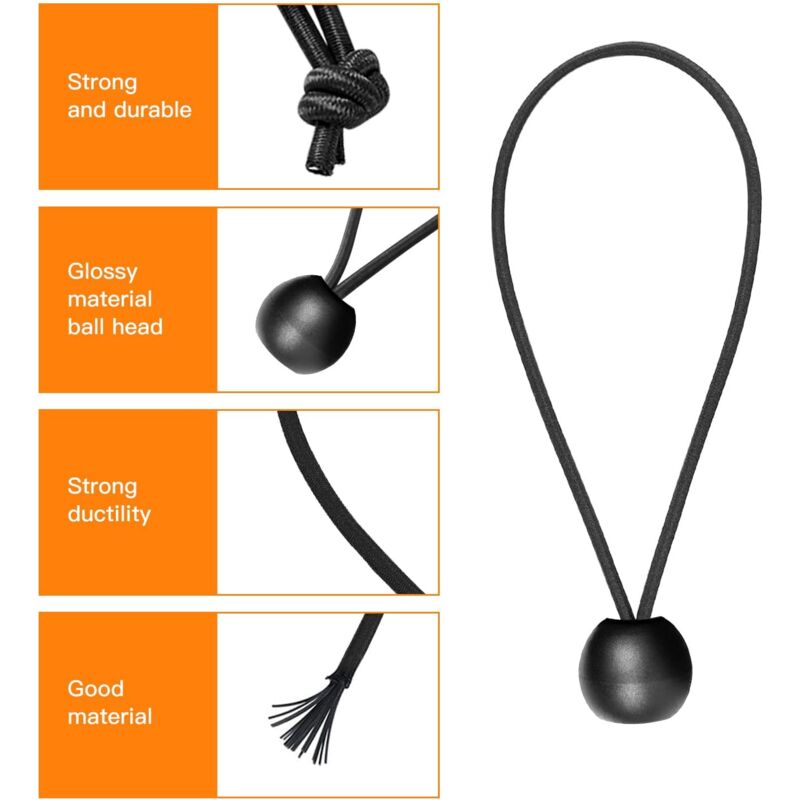 Lot De 50 Cordes élastiques Avec Boules - Tendeurs Pour Bâches, Tentes Et Fixation D'objets, Haute élasticité - 9