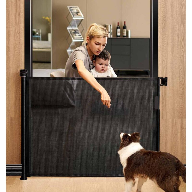 Barrière De Sécurité Rétractable Pour Bébés Et Animaux - 0-130 Cm De Large, 78 Cm Haut - Installation Intérieur/extérieur, Maille Résistante