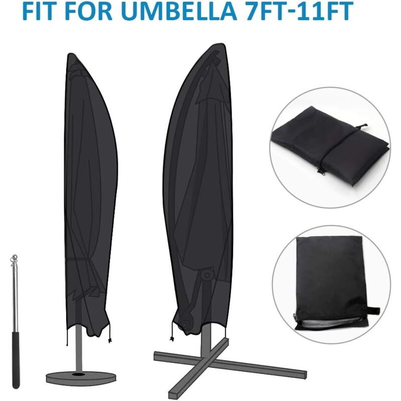 Housse De Protection Parasol Déporté 280cm - Tissu Oxford 420D Imperméable Avec Tige Télescopique