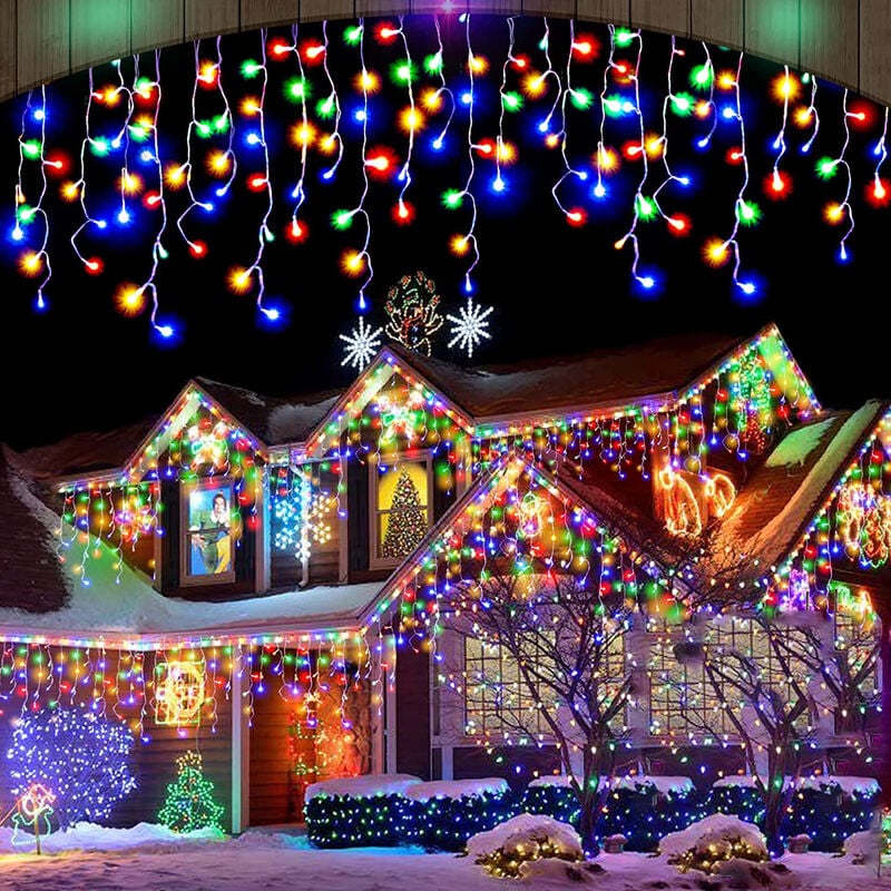 12 Étoiles Lumières de Rideaux 138 Leds Guirlande lumineuse Décoration pour  Noël Fête Vacances Mariage Fenêtre 8 Modes Flash Blanc - Cdiscount Maison