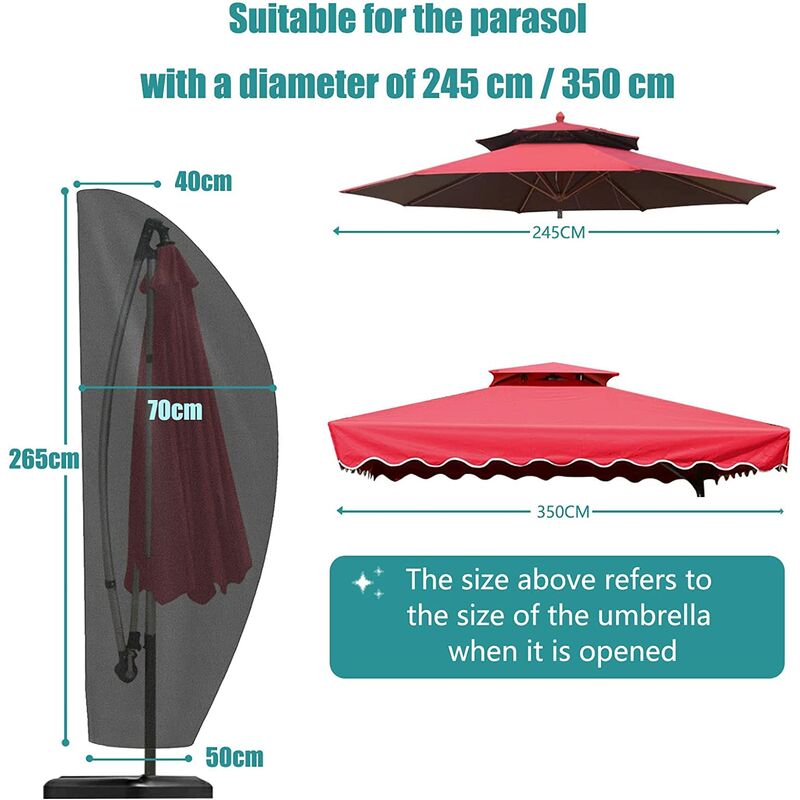 Housse De Protection Pour Parasol De Jardin - Tissu Oxford étanche, Anti-UV, Anti-poussière, Taille ~183x35x25 Cm