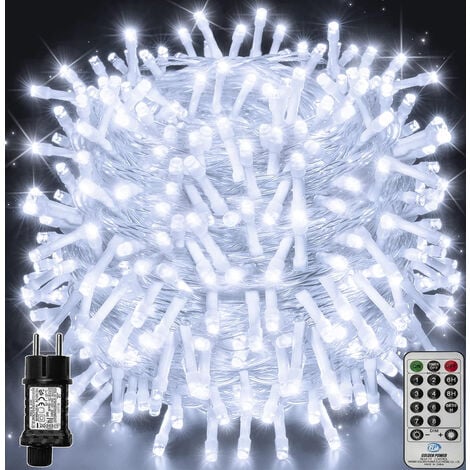 Guirlande lumineuse LED 100m 1000LED, guirlande lumineuse de Noël IP44  étanche avec télécommande et minuterie, 8