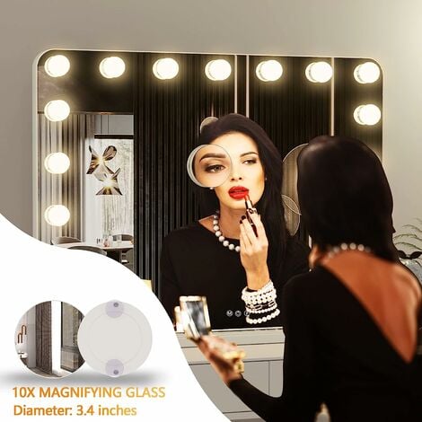 60x50cm Miroir de Maquillage Hollywood 17 Ampoules LED Dimmable Tactile Miroir avec Lumière éclairage Pour Coiffeuse Salle de Bain