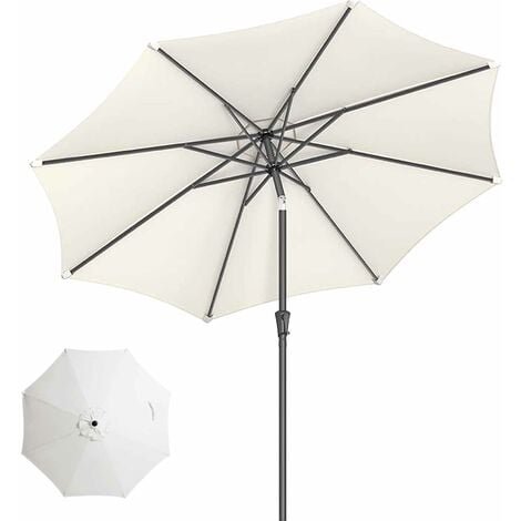 Parasol de jardin 300cm Inclinable protection UV jusqu'à UPF 50+pliable avec manivelle, sans support pour jardin balcon terrasse