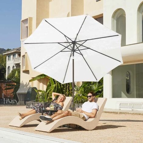 Parasol de jardin 300cm Inclinable protection UV jusqu'à UPF 50+pliable avec manivelle, sans support pour jardin balcon terrasse