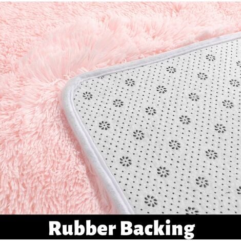 140cm Tapis Rond Chambre Tapis Salon Anti Slip Doux Moelleux Tapis Shaggy Tapis de Sol Grand pour Couloir Rose