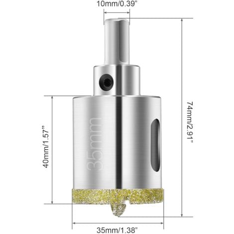 Scie Cloche 35 mm, Foret Diamant avec Foret Guidage Central, avec Revêtement de Surface en Diamant pour Coupe de Verre, Carrelage, Céramique, Marbre, Calcaire