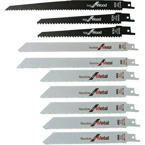 FREOSEN Lot de 10 Lames de Scie Sabre  pour Bois et Métal Jeu de Lames de Scie Sabre pour Couper le Bois, le Métal, l'Acier
