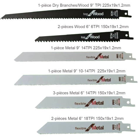 FREOSEN Lot de 10 Lames de Scie Sabre  pour Bois et Métal Jeu de Lames de Scie Sabre pour Couper le Bois, le Métal, l'Acier