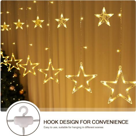 3m Rideau Lumineux Étoile Blanc Chaud Guirlande Lumineuse Fenêtre Noël Intérieur USB LED Décoration Noël Lumineux Jardin Chambre