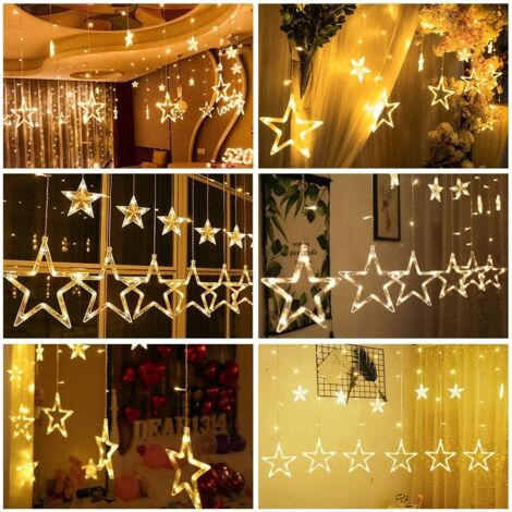 3m Rideau Lumineux Étoile Blanc Chaud Guirlande Lumineuse Fenêtre Noël Intérieur USB LED Décoration Noël Lumineux Jardin Chambre