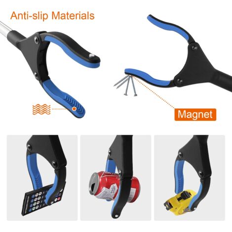 Pince Ramasse-objet Pliable – Avec Aimant Et Tête Caoutchouc – Pour Personnes âgées Ou Mobilité Réduite – Jusqu’à 1 Kg