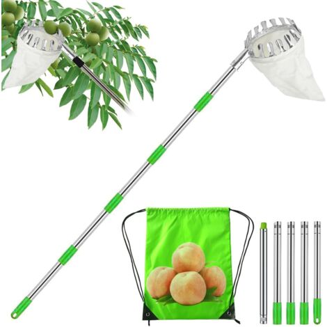 Cueille Fruit Telescopique Cueilleur de Fruits Amovible Perche Cueille Fruits Cueille Cerise,Ramasse Pomme, Outil Cueillette Jardin Arbre Poires Pêches Ø 140mm