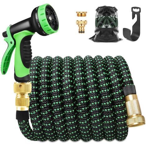 Tuyau D'Arrosage Extensible 30 M - Retractable Avec Pistolet 10 Modes - Raccords 1/2 Et 3/4 - Pour Jardin Et Nettoyage