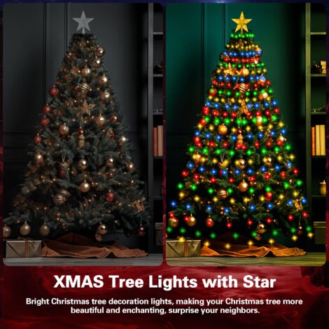 Guirlande Lumineuse LED Père Noël 3 M - 338 Lumières, 8 Modes, Minuterie, Fonction Mémoire - Décoration Intérieur/extérieur Pour Sapin, Escaliers, Fenêtre