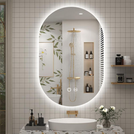 Freosen – Miroir lumineux salle de bain 90 x 60 cm – 3 modes de lumière dimmable – Fonction anti-buée – IP44 étanche - BAIN 60 X