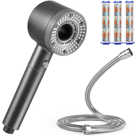 5 Modes Noir Pommeau de Douche Haute Pression, Pommeau de Douche avec Tuyau 1.5m en Acier Inoxydable 304, Pommeau Douche Économie d'Eau Anti Calcaire | Leroy Merlin