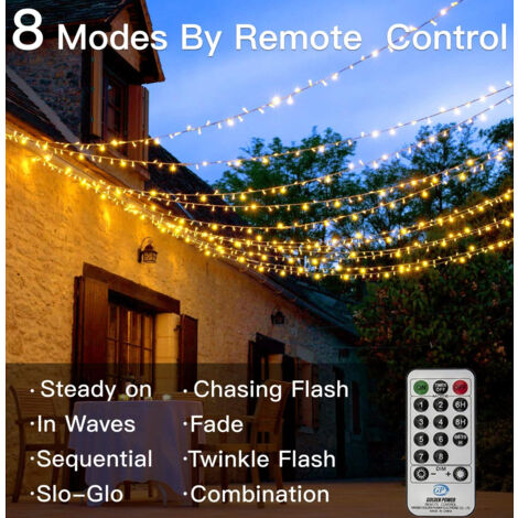 [JAMAIS UTILISÉ] Guirlande lumineuse LED 100m 1000LED, guirlande lumineuse de Noël IP44 étanche avec télécommande et minuterie, 8 modes, décoration de fête pour Noël, anniversaire, mariage, salon, bla