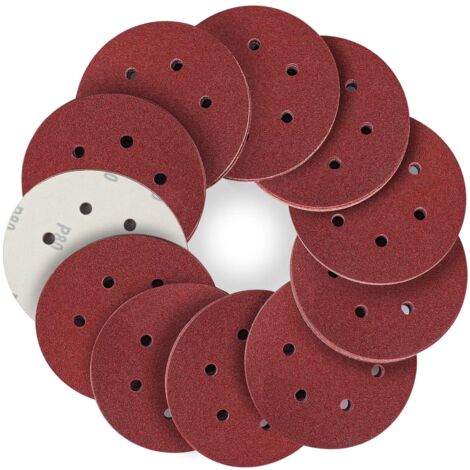 100 Pièces 150mm disques abrasifs Disque de Ponçage Disques Abrasifs 40/80/120/180/320/600/800/1000/1500/2000 Grain Idéal pour Poncer/Polir/Dérouiller pour ponceuse excentrique de 6 trous
