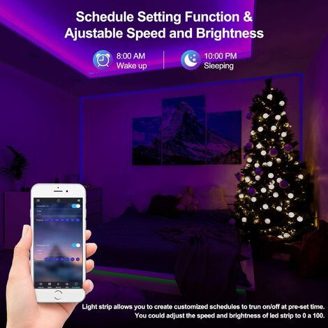 Ruban lumineux LED Intelligent Bluetooth 15M 270 RVB 5050 SMD - Avec télécommande + APP, Synchroniser avec Rythme de Musique/Fonction